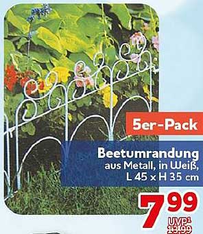 Beetumrandung aus Metall, in Weiß, L 45 x H 35 cm
