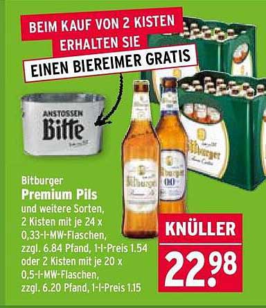 BEIM KAUF VON 2 KISTEN ERHALTEN SIE EINEN BIEREMER GRATIS