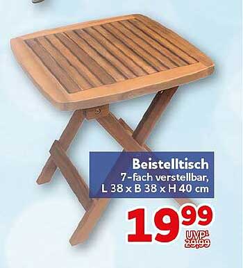 Beistelltisch 7-fach verstellbar, L 38 x B 38 x H 40 cm