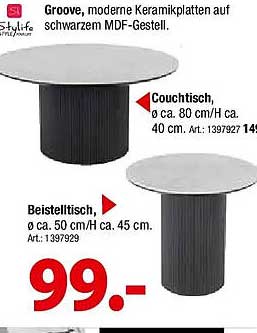 Beistelltisch, ø ca. 50 cm/h ca. 45 cm. Art.: 1397929
