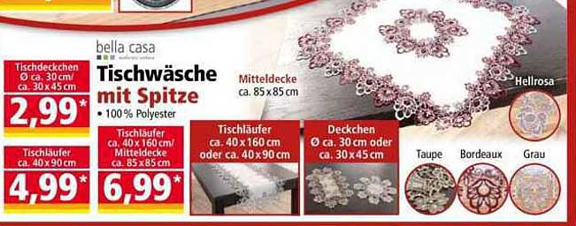 bella casa Tischwäsche mit Spitze