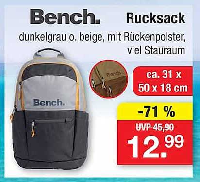 Bench. Rucksack