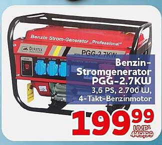 Benzin Strom-Generator „Professional“ Stromgenerator PGG-2.7KW 3,6 PS, 2.700 W, 4-Takt-Benzinmotor