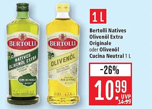 Bertolli Natives Olivenöl Extra Originale oder Olivenöl Cucina Neutral 1 L