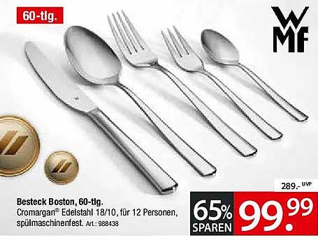 Besteck Boston, 60-tlg. Cromargan® - Edelstahl 18/10, für 12 Personen, spülmaschinenfest. Art.: 988438