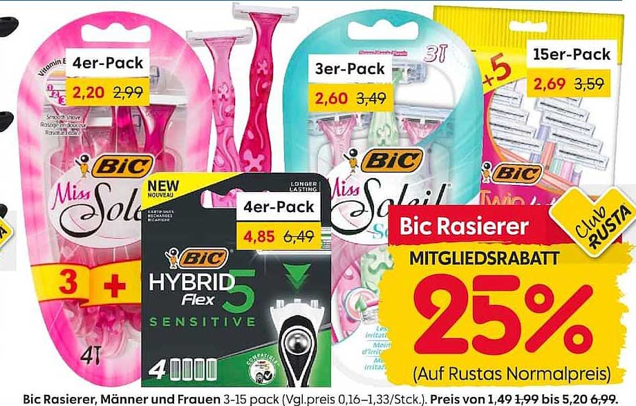 Bic Rasierer, Männer und Frauen 3-15 pack
