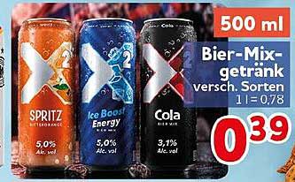 Bier-Mix-Getränk versch. Sorten