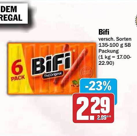 Bifi versch. Sorten 135-100 g SB Packung (1 kg = 17.00-22.90)