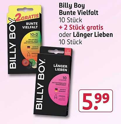 Billy Boy Bunte Vielfalt 10 Stück + 2 Stück gratis oder Länger Lieben 10 Stück