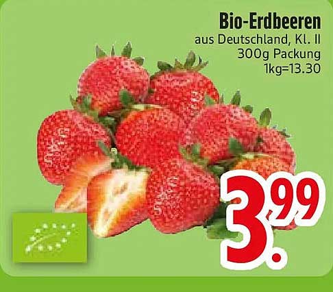 Bio-Erdbeeren aus Deutschland, Kl. I 300g Packung