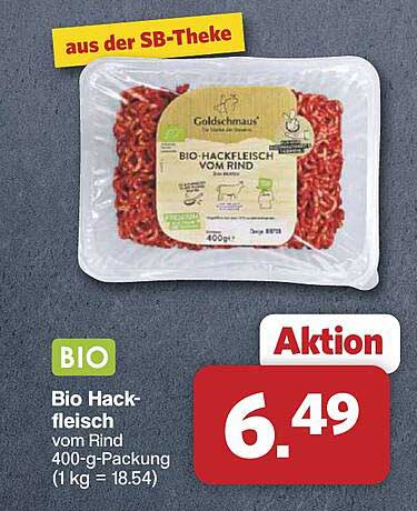 Bio Hackfleisch vom Rind 400-g-Packung (1 kg = 18.54)