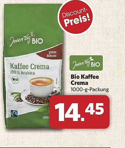 Bio Kaffee Crema 1000-g-Packung