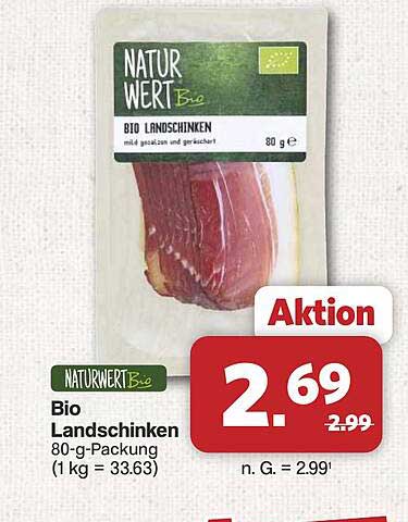 Bio Landschinken 80-g-Packung (1 kg = 33.63)
