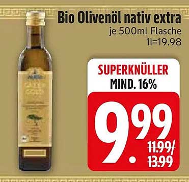 Bio Olivenöl nativ extra je 500ml Flasche 1l=19.98