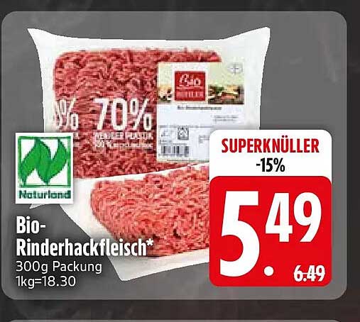 Bio-Rinderhackfleisch* 300g Packung 1kg=18.30
