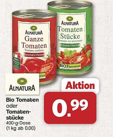 Bio Tomaten oder Tomatenstücke 400-g-Dose