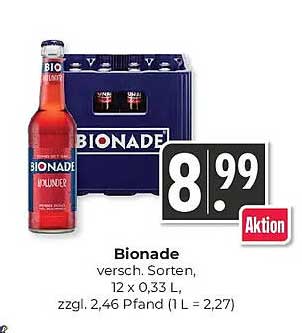 Bionade versch. Sorten, 12 x 0,33 l, zzgl. 2,46 Pfand (1 L = 2,27)