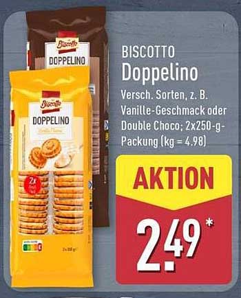 BISCOTTO Doppolino Versch. Sorten, z. B. Vanille-Geschmack oder Double Choco; 2x250-g-Packung (kg = 4,98)