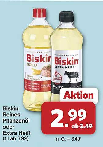 Biskin Reines Pflanzenöl oder Extra Heiß
