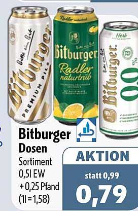 Bitburger Dosen Sortiment 0,5l EW +0,25 Pfand (1l=1,58)