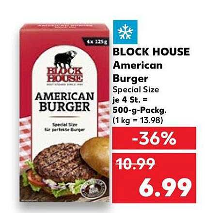 BLOCK HOUSE American Burger Special Size je 4 St. = 500-g-Packg. (1 kg = 13.98)