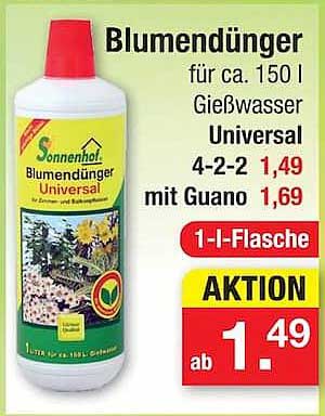 Blumendünger für ca. 150 l Gießwasser Universal 4-2-2 1-L-Flasche AKTION ab 1.49