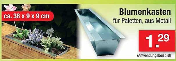 Blumenkasten für Paletten, aus Metall