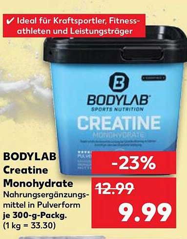BODYLAB Creatine Monohydrate Nahrungsergänzungsmittel in Pulverform je 300-g-Packg. (1 kg = 33.30)