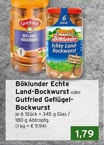 Böklunder Echte Land-Bockwurst oder Gutfried Geflügel-Bockwurst