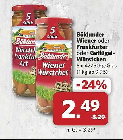 Böklunder Wiener oder Frankfurter oder Geflügel-Würstchen