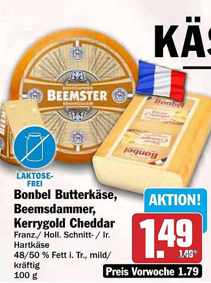 Bonbel Butterkäse, Beemsdammer, Kerrygold Cheddar