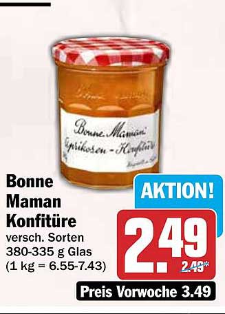 Bonne Maman Konfitüre versch. Sorten 380-335 g Glas (1 kg = 6.55-7.43)