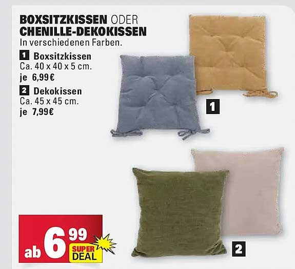BOXSITZKISSEN ODER CHENILLE-DEKOKISSEN