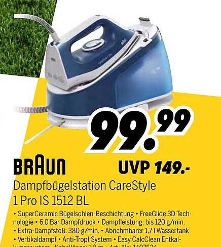 BRAUN Dampfbügelstation CareStyle 1 Pro IS 1512 BL