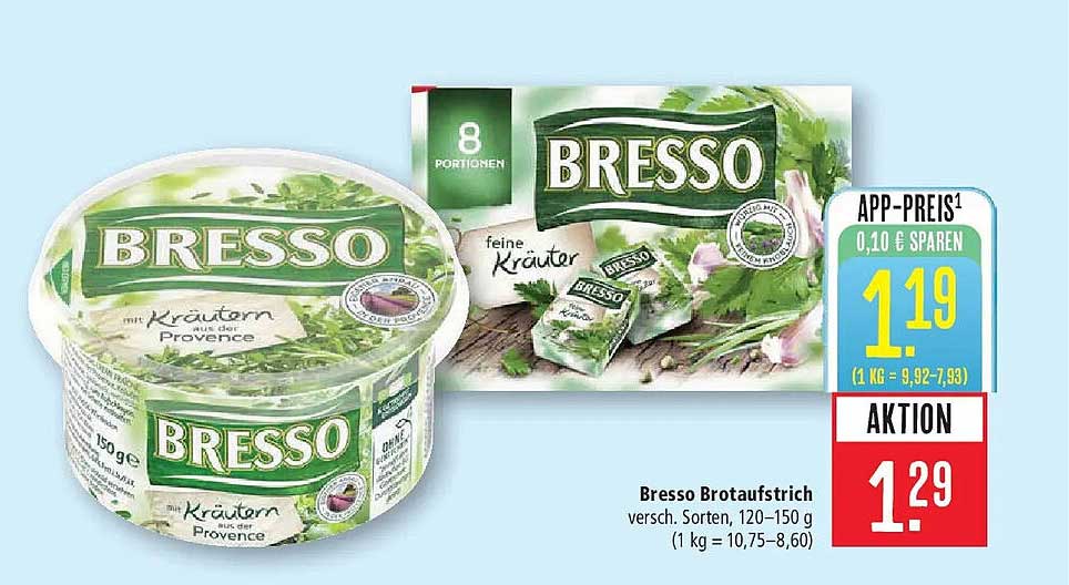 Bresso Brotaufstrich versch. Sorten, 120–150 g