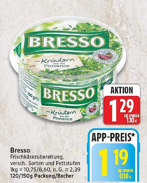 Bresso Frischkäsezubereitung, versch. Sorten und Fettstufen