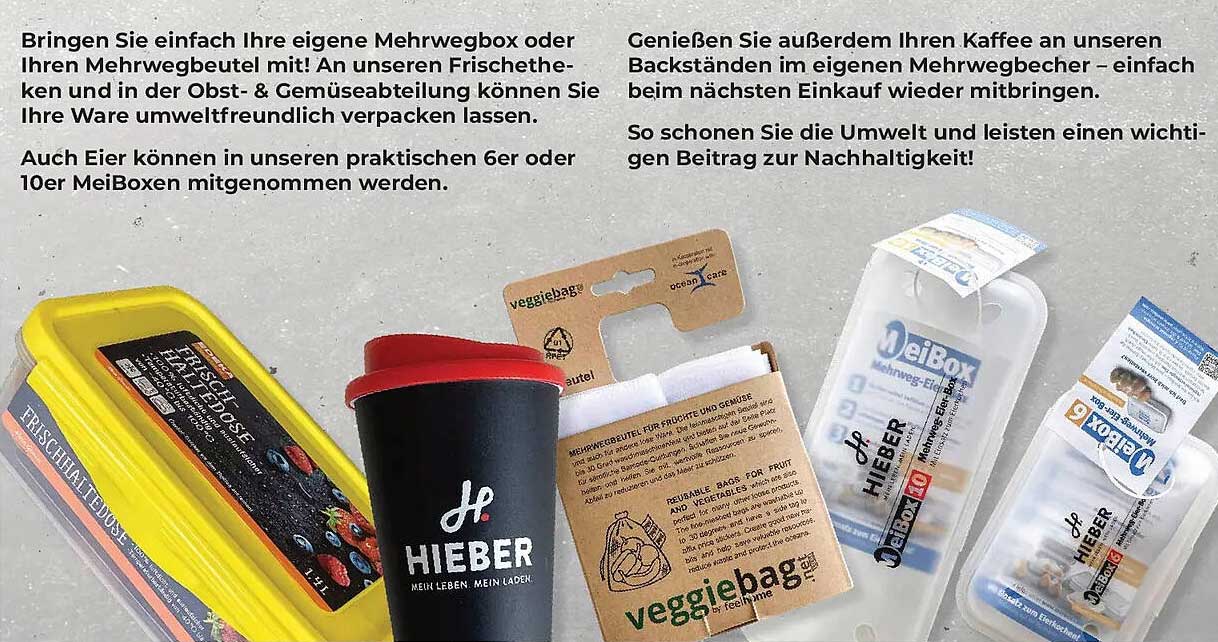 Bringen Sie einfach Ihre eigene Mehrwegbox oder Ihren Mehrwegbeutel mit!