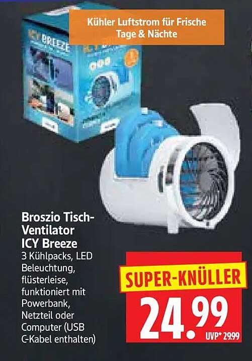 Broszio Tisch-Ventilator ICY Breeze