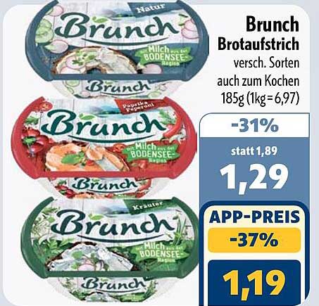 Brunch Brotaufstrich versch. Sorten auch zum Kochen 185g (1kg=6,97)