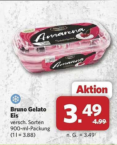 Bruno Gelato Eis versch. Sorten 900-ml-Packung (1 l = 3.88)