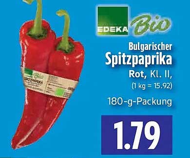 Bulgarischer Spitzpaprika Rot, Kl. II, (1 kg = 15.92) 180-g-Packung