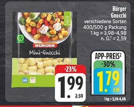 Bürger Gnocchi verschiedene Sorten 400/500 g Packung