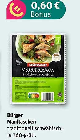 Bürger Maultaschen traditionell schwäbisch, je 360-g-Btl.