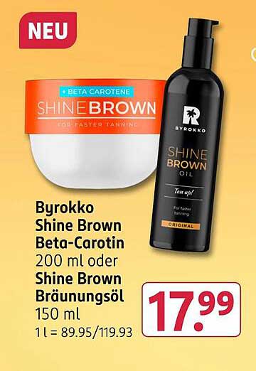 Byrokko Shine Brown Beta-Carotin 200 ml oder Shine Brown Bräunungsöl 150 ml