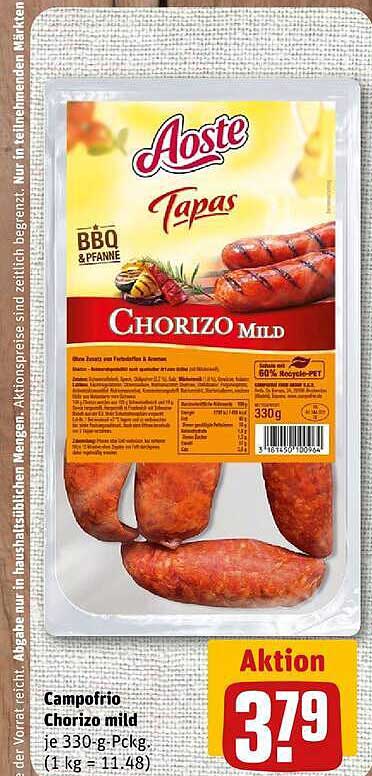 Campofrio Chorizo mild je 330-g-Packg. (1 kg = 11,48)