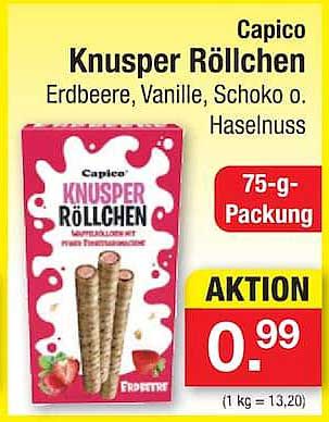 Canico Knusper Röllchen Erdbeere, Vanille, Schoko o. Haselnuss