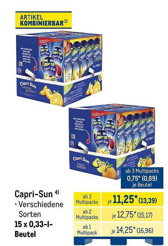 Capri-Sun Verschiedene Sorten 15 x 0,33-l-Beutel