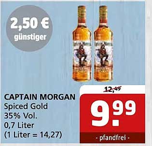 CAPTAIN MORGAN Spiced Gold 35% Vol. 0,7 Liter (1 Liter = 14,27)