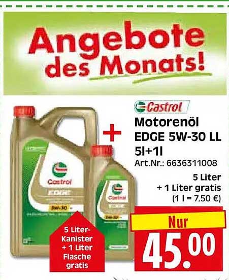 Castrol Motorenöl EDGE 5W-30 LL 5l+1l