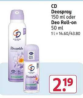 CD Deospray 150 ml oder Deo Roll-on 50 ml